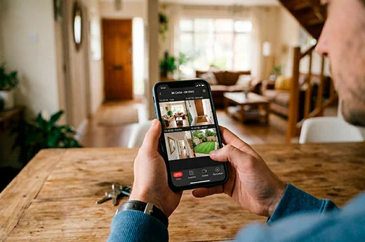 Cámaras de seguridad para casas y departamentos: vista detalle del equipo con conexión WiFi