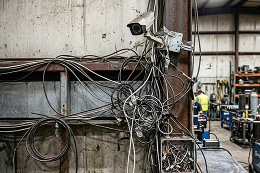Error de instalación de cámaras de seguridad: cableado desordenado e infraestructura deficiente
