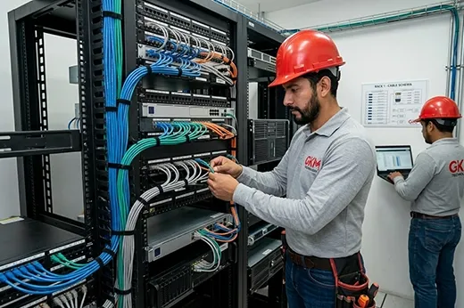 Cómo evitar errores de instalación de cámaras de seguridad: rack profesional con cableado estructurado